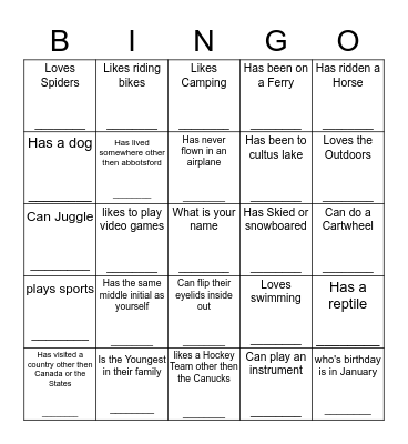 Human Bingo...Find some who..... Bingo Card