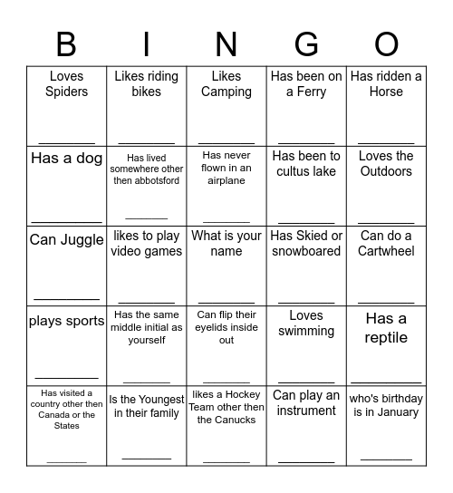 Human Bingo...Find some who..... Bingo Card
