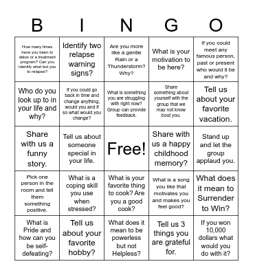 Social Bingo Card