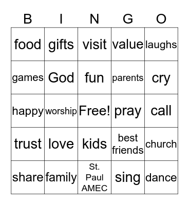 Family & Friends BINGO Card