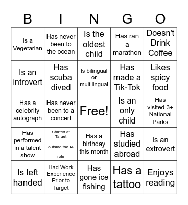 Find someone who... Bingo Card