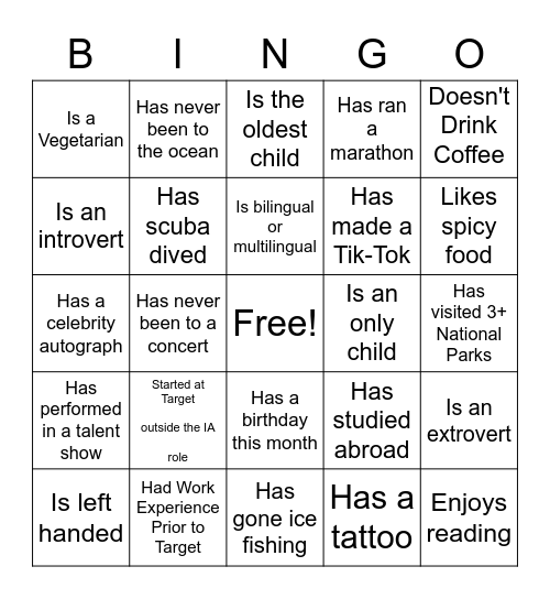 Find someone who... Bingo Card