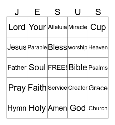 Blessed the Lord Bingo Card