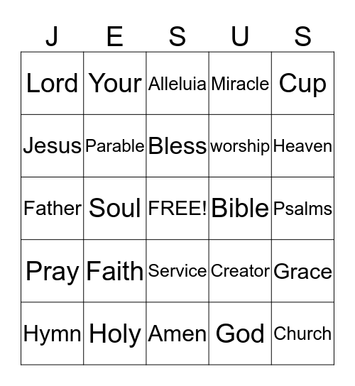 Blessed the Lord Bingo Card