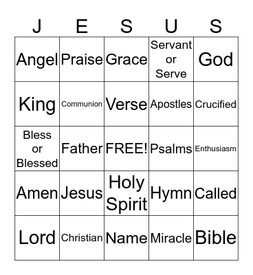 Bible Bingo Card