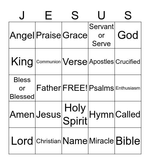 Bible Bingo Card