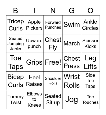 Office Fitness Bingo! Bingo Card