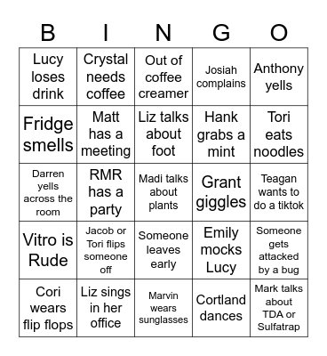 RMR Bingo Card Bingo Card