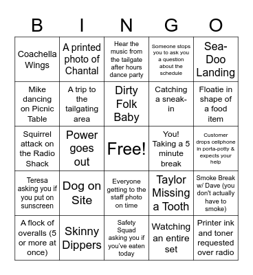 FOTR 2022 Staff Bingo Card