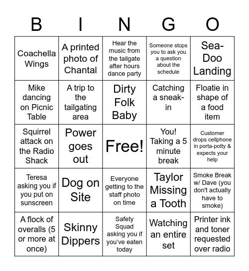 FOTR 2022 Staff Bingo Card