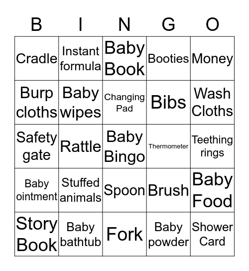 BABY GIFT BINGO Card