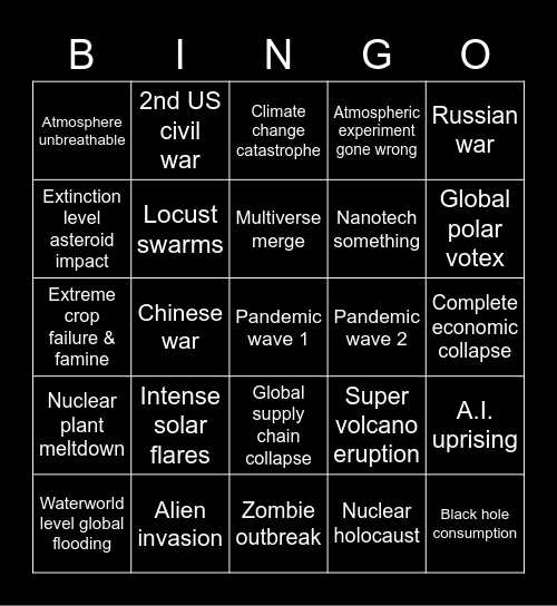 Apocalypse Bingo Card