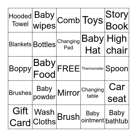 BABY GIFT BINGO Card