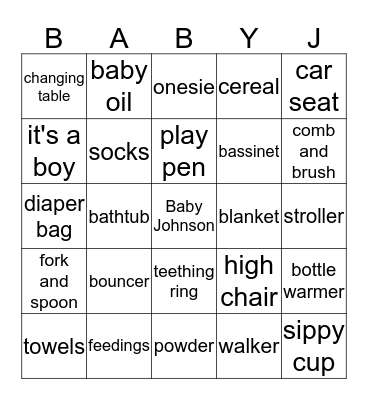 CURTISHIA'S BABY SHOWER Bingo Card