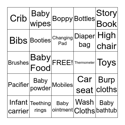 BABY GIFT BINGO Card