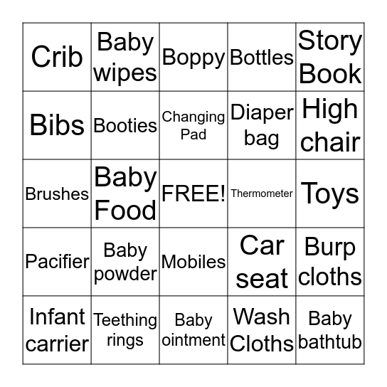 BABY GIFT BINGO Card