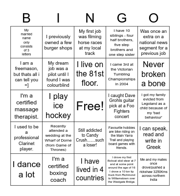 Qantas Hotels & Holidays Bingo Card