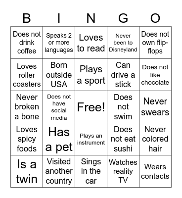 Who? Bingo Card