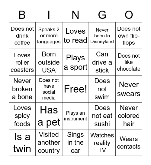 Who? Bingo Card