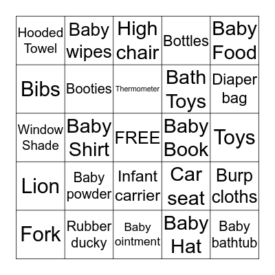BABY GIFT BINGO Card