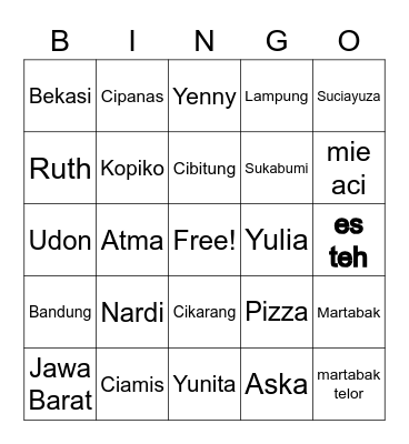 QSC Cobain Bingo Card