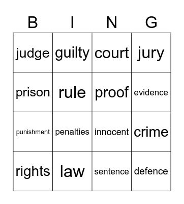 CRIMINAL  SYSTEM Bingo Card
