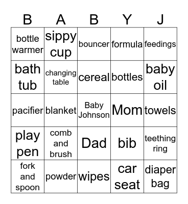CURTISHIA'S BABY SHOWER Bingo Card