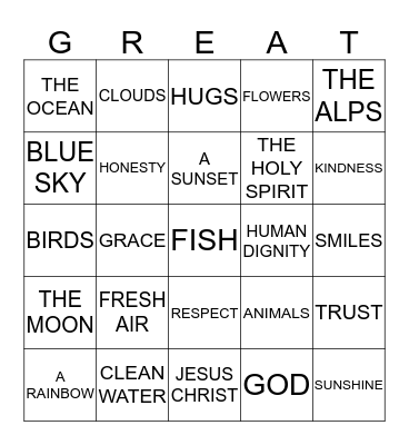 TRUE RICHES Bingo Card