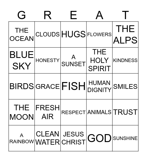 TRUE RICHES Bingo Card