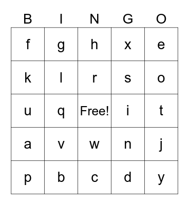 BINGO PHONICS Bingo Card