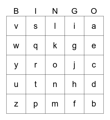 BINGO PHONICS Bingo Card