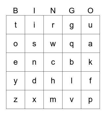 BINGO PHONICS Bingo Card