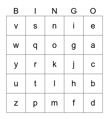 BINGO PHONICS Bingo Card