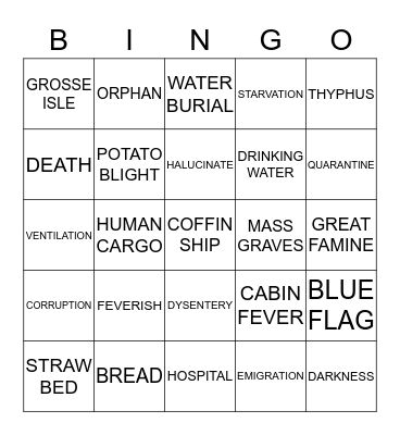 Coffin Ship Bingo Card