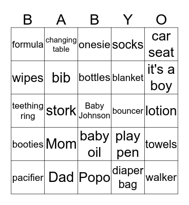 CURTISHIA'S BABY SHOWER Bingo Card