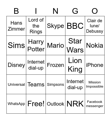 Sound Bingo Card