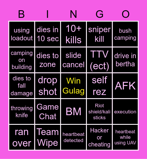 Karvey's Bingo Board Bingo Card