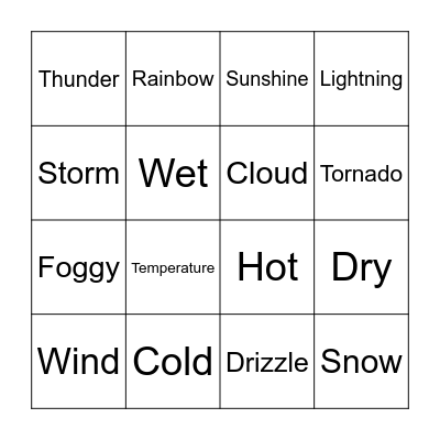 Weather Bingo Card