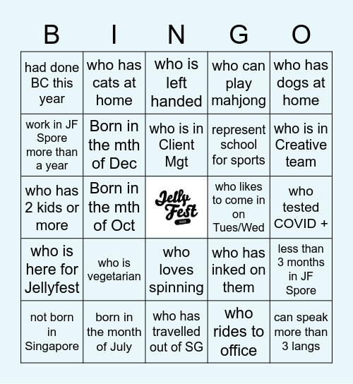 Jellyfest BINGO Card