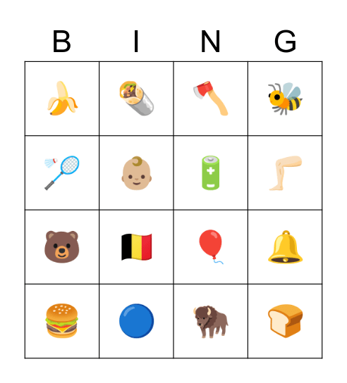 B Bingo Card
