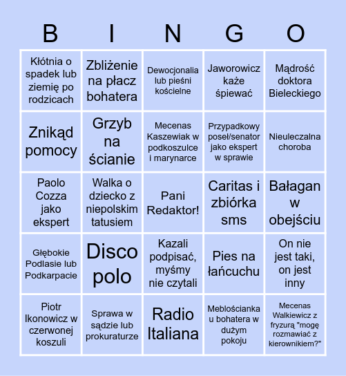 Sprawa dla reportera Bingo Card