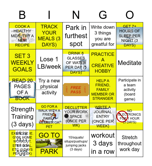 Fitness & Wellness Bingo Card