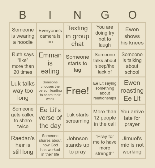 LSL BINGO Card