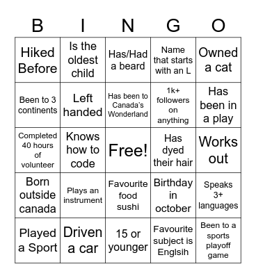 Ripple Effect Bingo Card