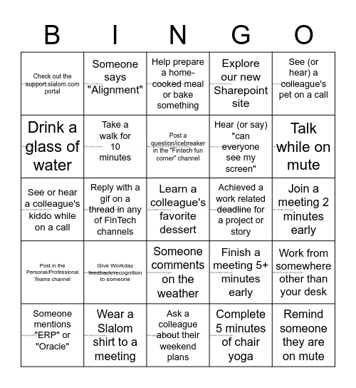 FinTech Fun Bingo Card