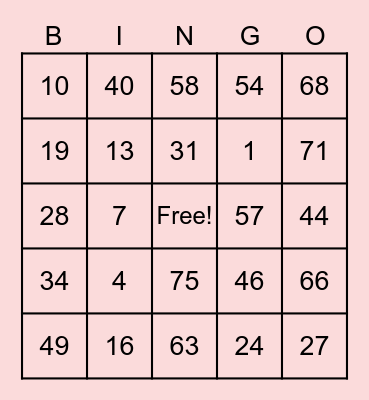 LAWRENZ BINGO CARD Bingo Card