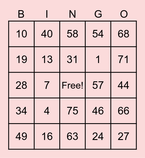 LAWRENZ BINGO CARD Bingo Card