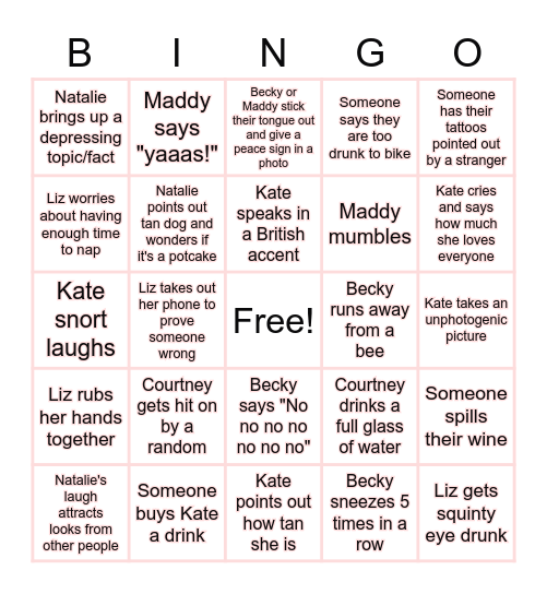 KATE'S BACH BINGO Card