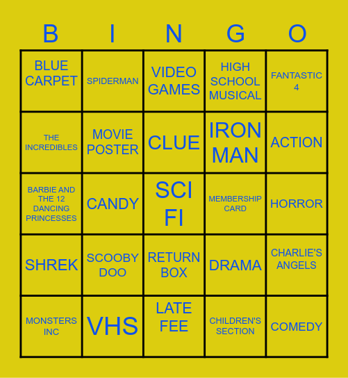 MADISON'S BLOCKBUSTER BINGO Card
