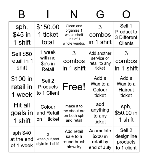Magicuts Bingo Card